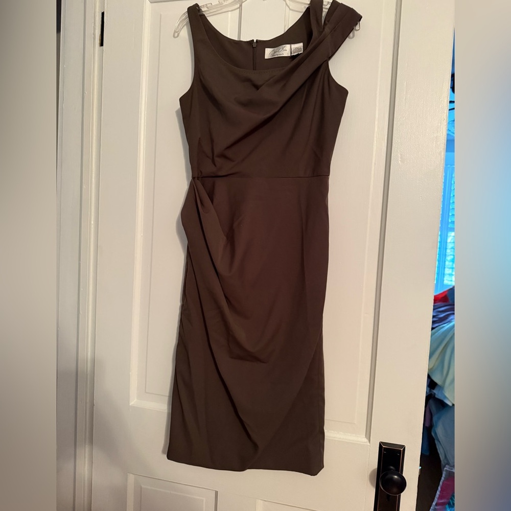 Byron Lars One Shoulder Brown Dress Sz 6